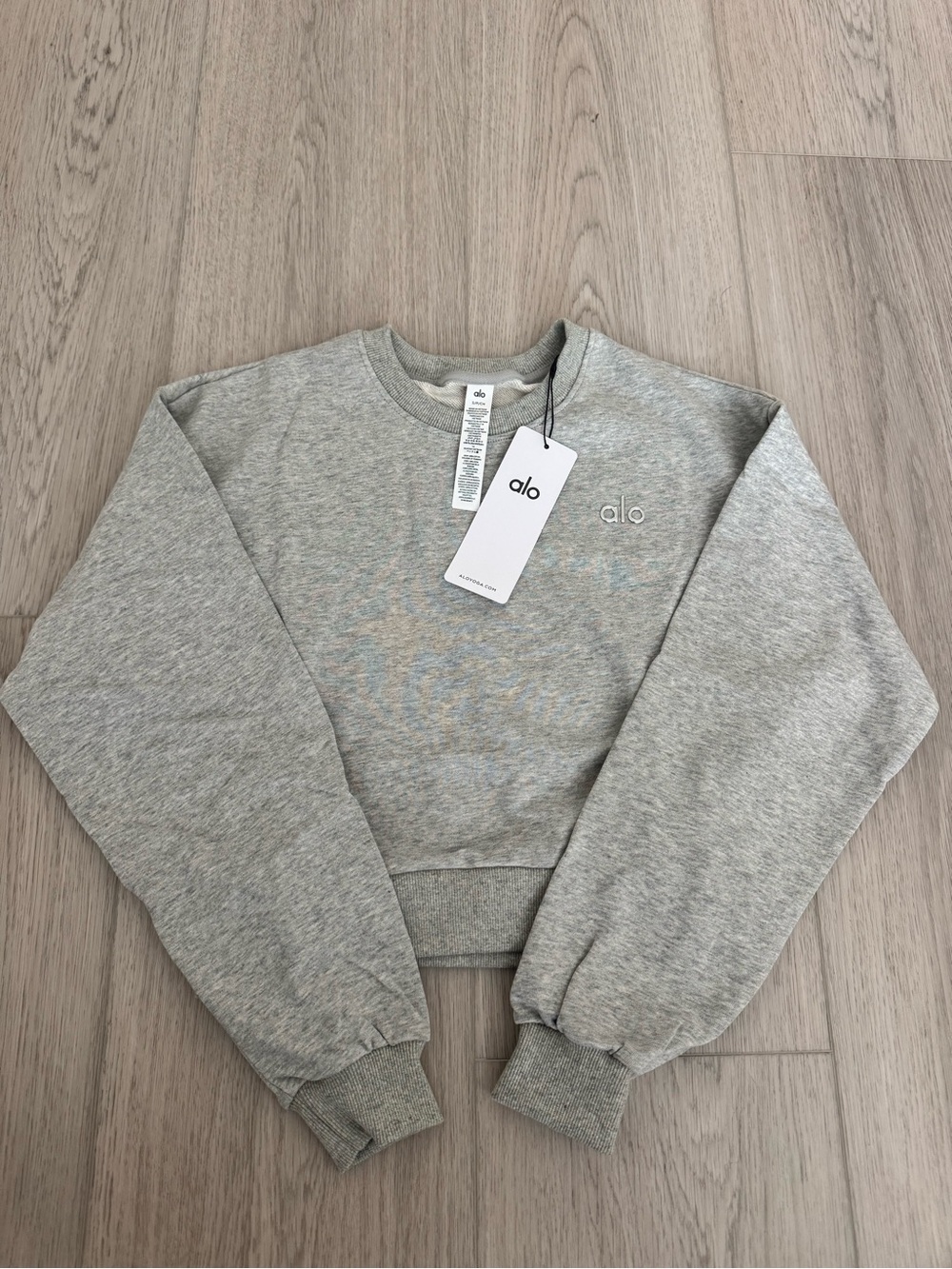 ALO Yoga Heather Gray Cropped Crewneck Sweatshirt